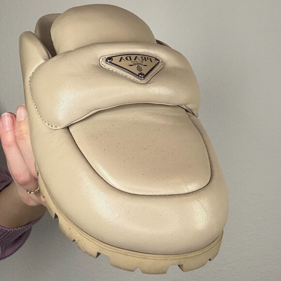 Prada Beige Padded Slides - Picture 4 of 4